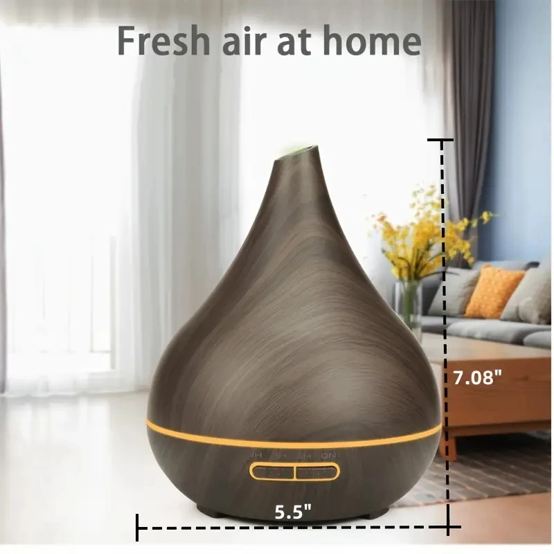 Bedroom Humidifier, Unique Shape, Can Hold 6 Bottles of Essential Oils, Capacity 16.91oz Aromatherapy Diffuser, Wood Grain Essen