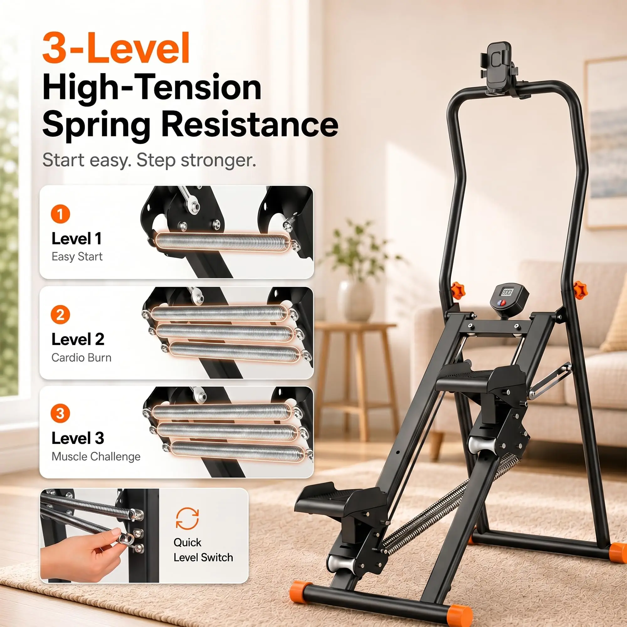 Stair Stepper for Home with 3-Level High-Tension Resistance