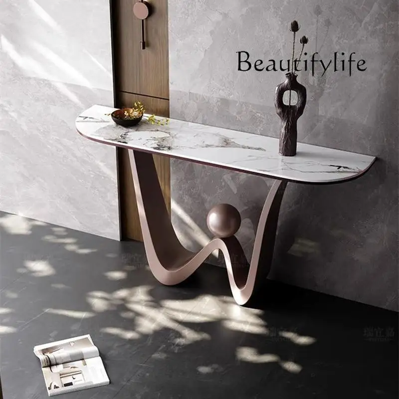 

Italian minimalist marble entrance table Modern minimalist entrance foyer wall rack