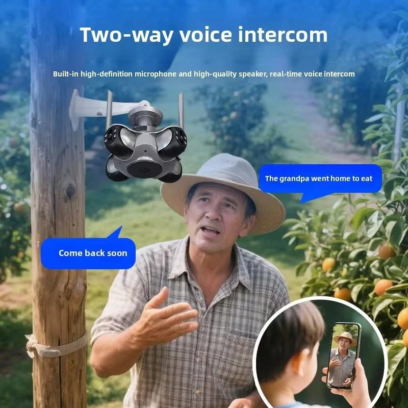 4Lens 4Screen WiFi Camera 20MP Outdoor Waterproof Security Camera Human Detection Night Vision CCTV Two-Way Intercom IP Camera