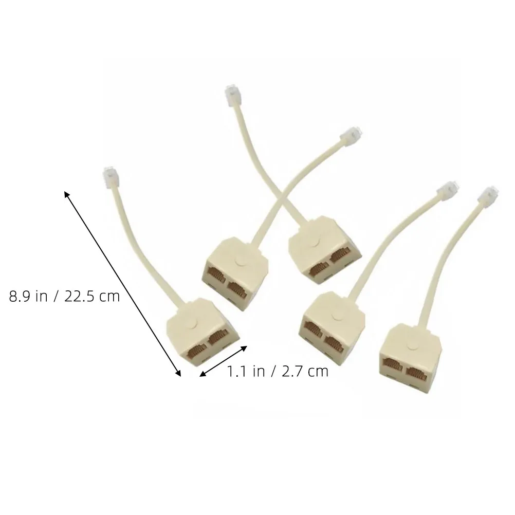 5Pcs Rj11 Socket Splitter Male to Female Landline Telephone Adapter Telephone Plug Splitter Two Way Phone Line Converter