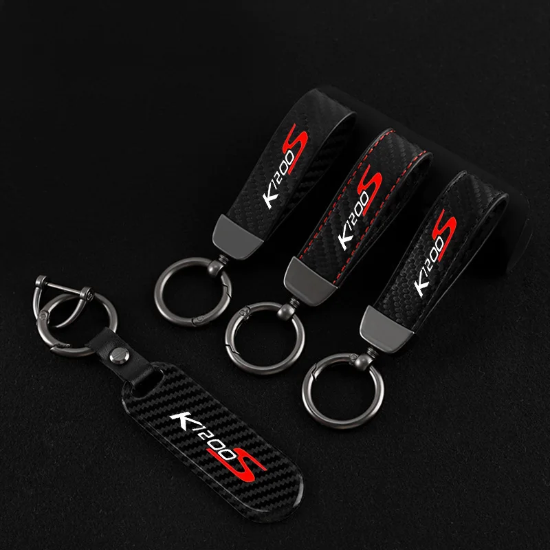 Car bon fiber For K1200GT K1200R K1200S K1200RS GT R S Motorcycle Keychain Holder Keyring Key Chains Lanyard Key Chain