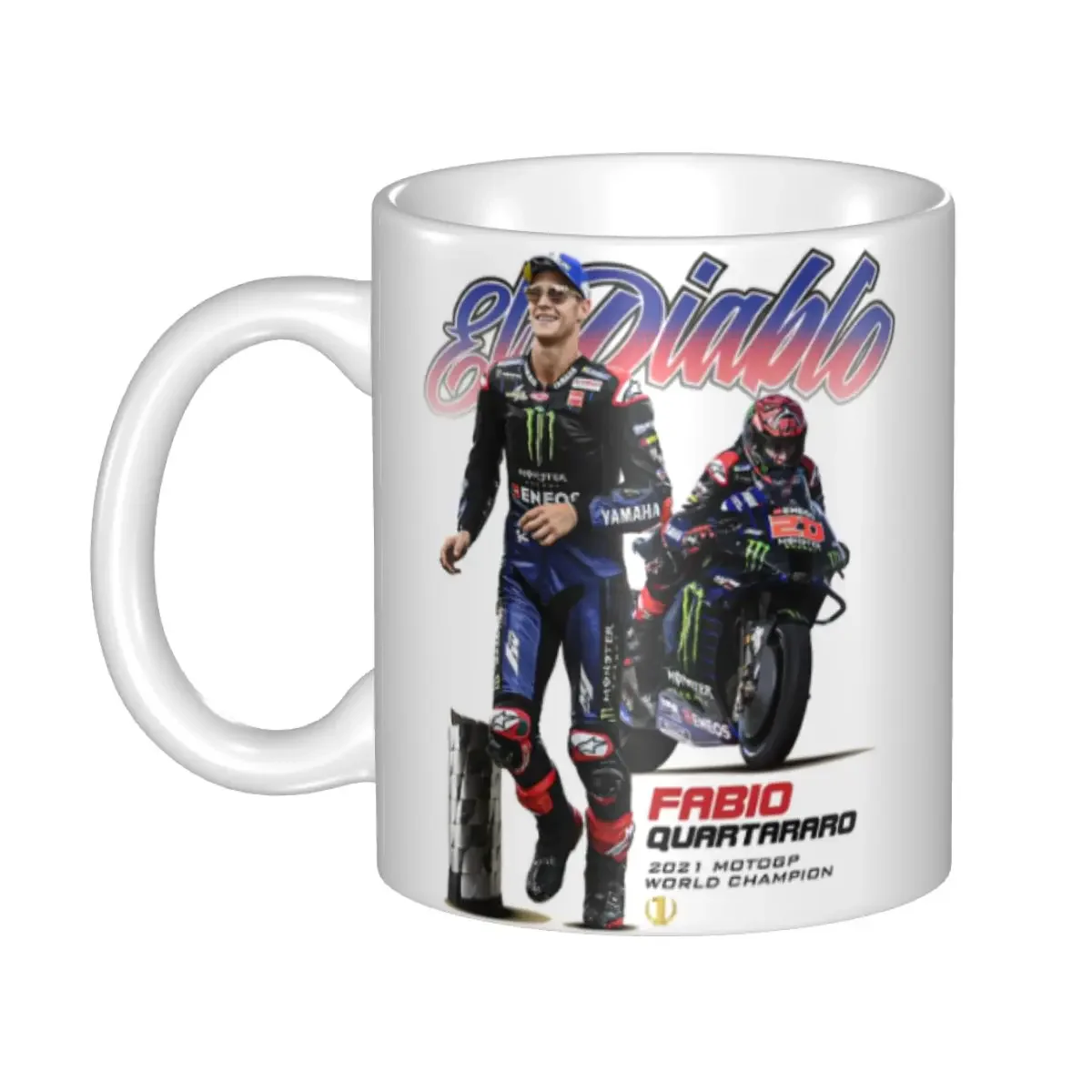 Customized Fabio Quartararo Coffee Mug DIY French Motorcycle Racer Ceramic Tea Milk Cup Outdoor Work Camping Cups And Mugs