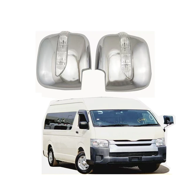 

Для Toyota HIACE 2008 2012 2016, ABS хромированная крышка зеркала заднего вида на боковую дверь автомобиля со светодиодной подсветкой