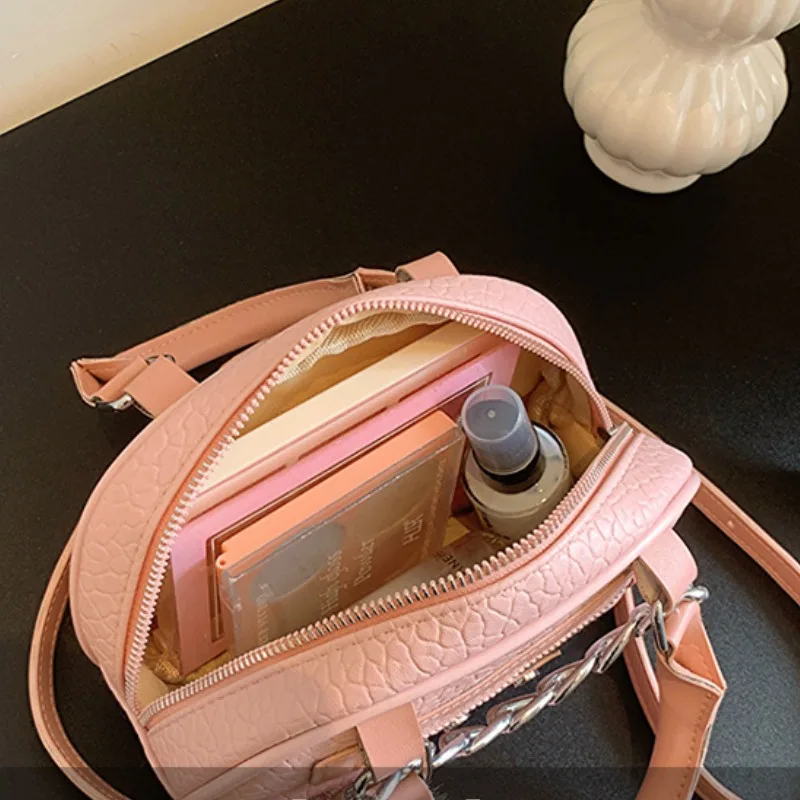 Mini borsa Trend borsa a tracolla moda semplice cerniera catena Decor 2023 nuova borsa a tracolla in tessuto di pelle PU tinta unita tutto-fiammifero