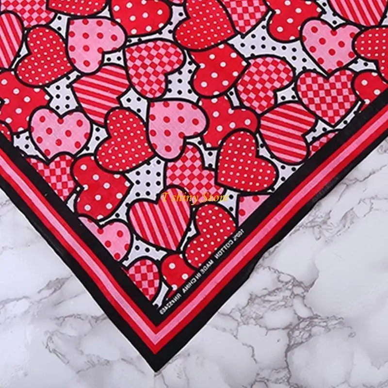 

N58F Elastic Headscarf Heart Print Hair Scarves Y2K Headwrap Hiphop Kerchief