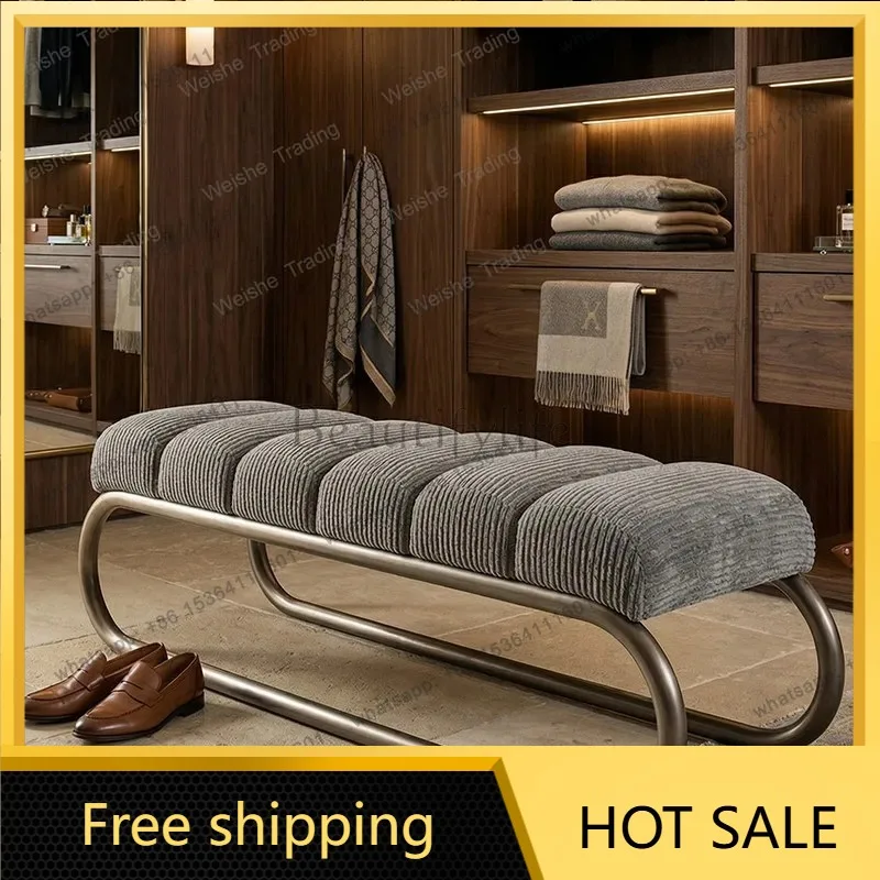 zj.Luxury Closet Shoe Stools Living Room Sofa Bench Entryway Shoe Changing Stool High-end Long Footstool Bedroom Bed End Bench
