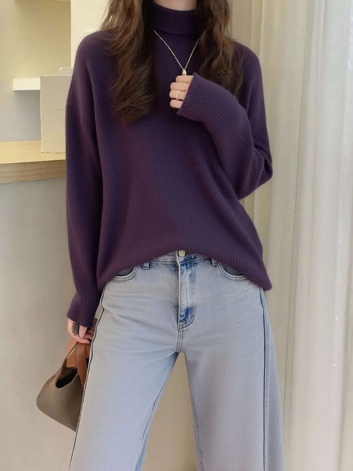 

Элегантный свободный вязаный свитер с длинными рукавами, высококачественная модная осенняя коллекция, комфортный женский топ премиум-класса