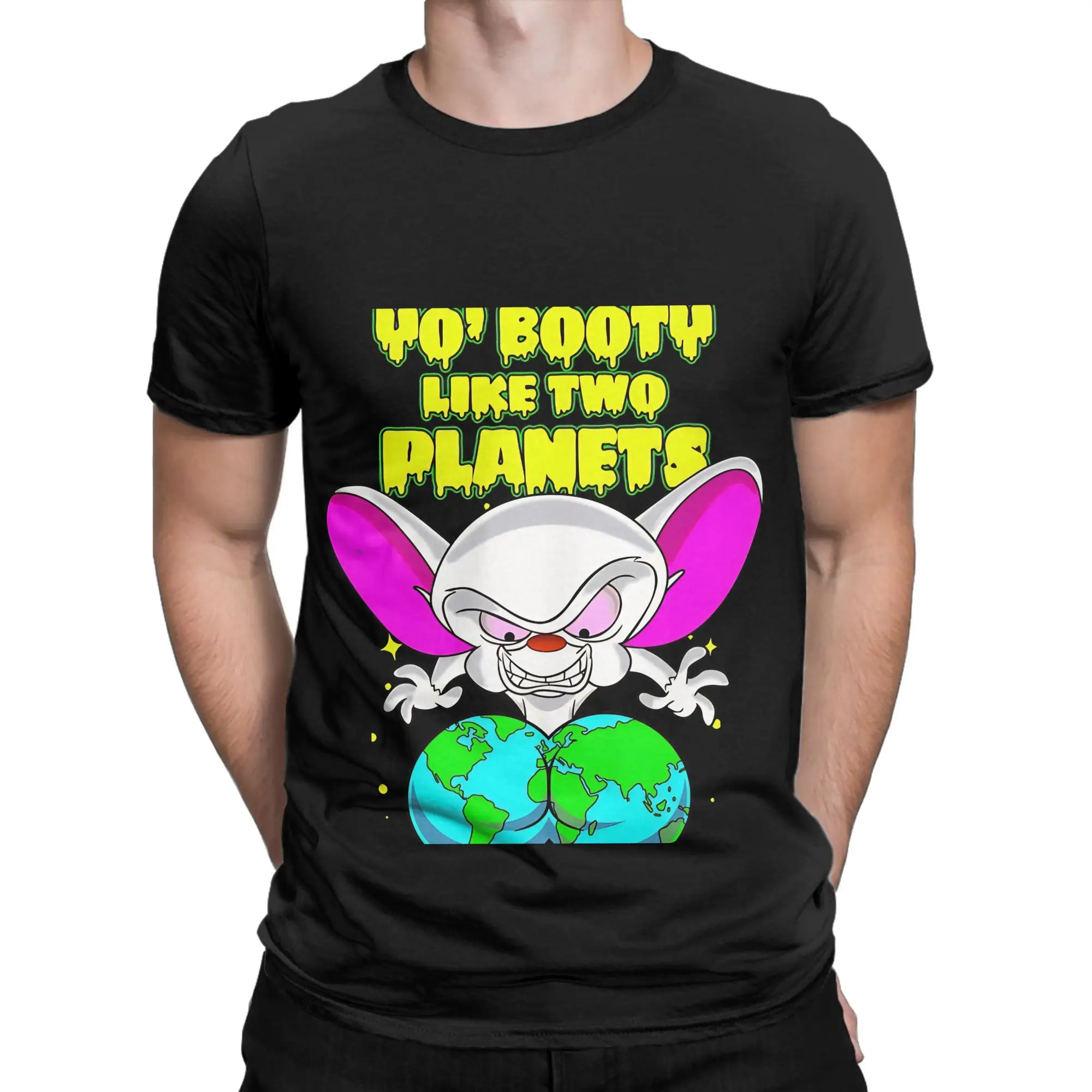 Cosmic compliment! Classic Pinky and the Brain Novelty 100% Cotton T-Shirt Tees Tops For Men