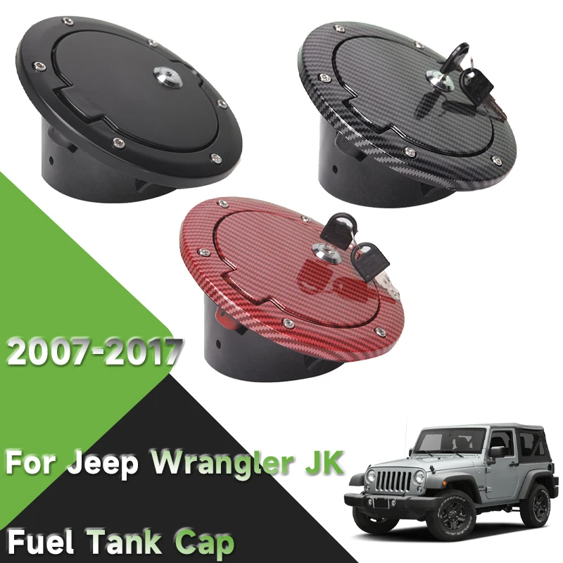 

Aluminum ABS Fuel Filler Door Cover Gas Tank Cap for Jeep Wrangler JK 2006-2017 Tank Covers Accessorieswith Lock
