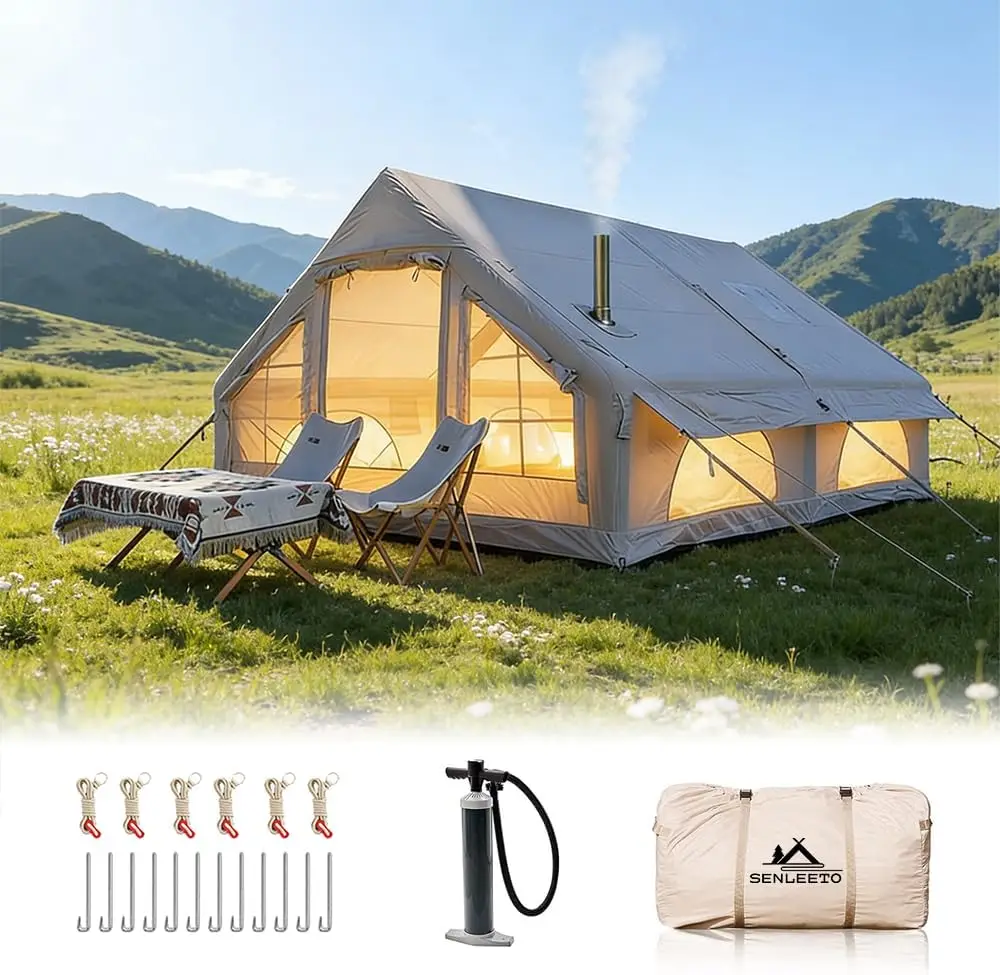 

Inflatable Tents for Camping, Large Inflatable Camping Tent with Hand Pump, Easy Setup Tents for 4-6 People, Portable Glamping T
