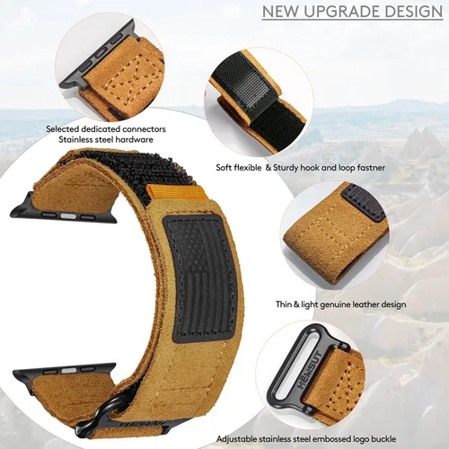 Imagen 2 del producto HEMSUT para Apple Ultra Watch Band 49mm moda de cuero correas de muñeca Retro compatibilidad ultra2 Iwatch SE 40 41 42 44mm
