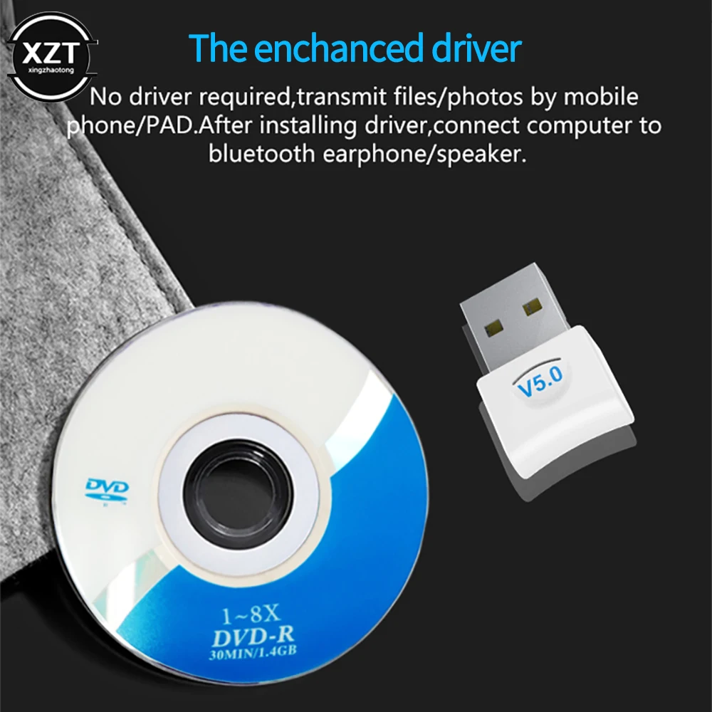 USB Bluetooth-Compatible Dongle Adapter V5.0 for PC Computer Laptop Wireless Music Audio Speaker Earphone Receiver Transmitter
