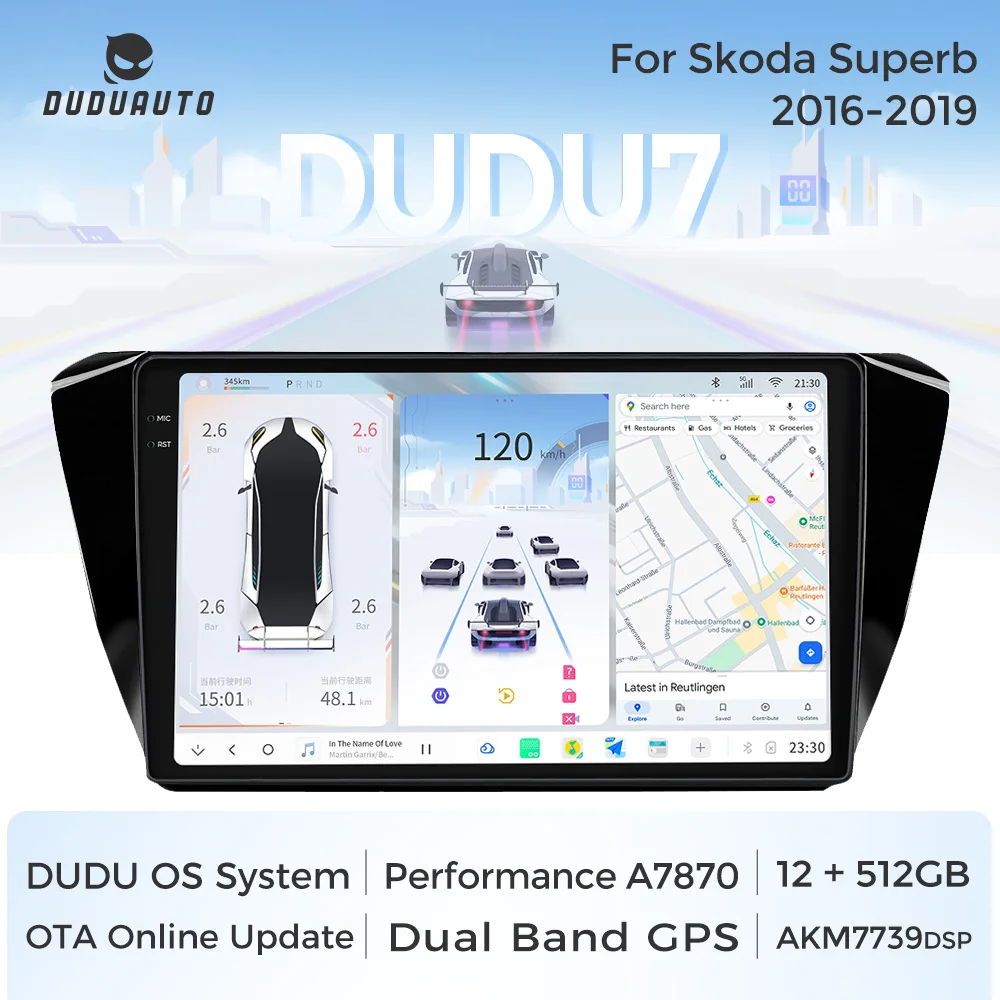 DUDUAUTO DUDU7 TDA7808 Android auto carplay для Skoda Superb 2016-2019 Автомобильный радиоприемник Мультимедийный плеер GPS-навигация AKM7739 DSP BT