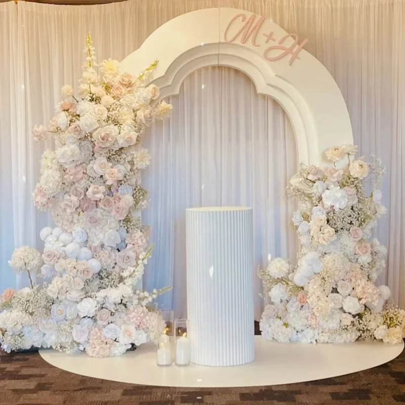 

Wedding stage decoration white square acrylic background