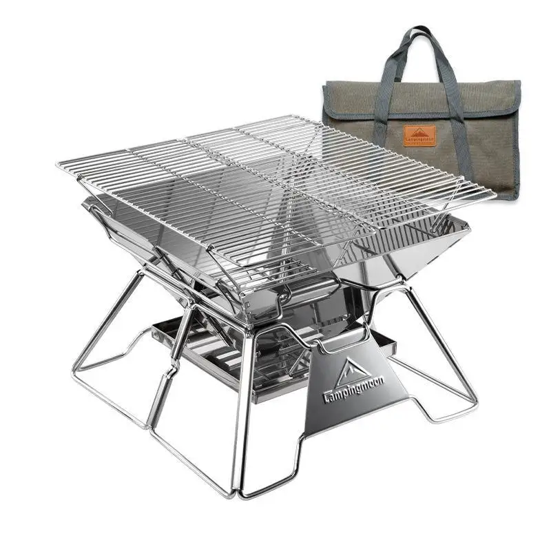 

Outdoor camping equipment Heating incinerator Stainless steel folding portable camping barbecue grill