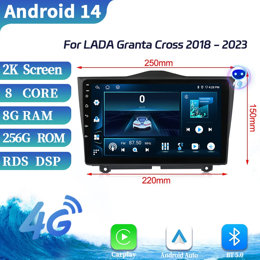 

Android OS Car Radio For LADA Granta Cross 2018-2023 High-Performance CPU HDR 4G BT Wireless Carplay Multimedia GPS Touch Screen