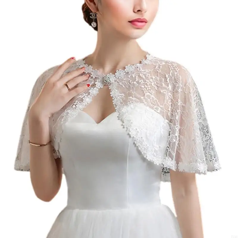 

72XE Light weight Lace Shawl Rhinestones Decoration Shawl Breathable Evening Wrap