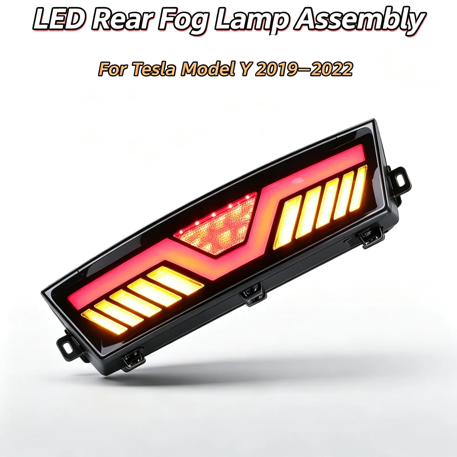 EJR 1Pcs LED Bumper Light for Tesla Model Y 2020-2023 Plug And Play Rear Fog Lamp Brake Light with Dynamic Turn Signal Reflector