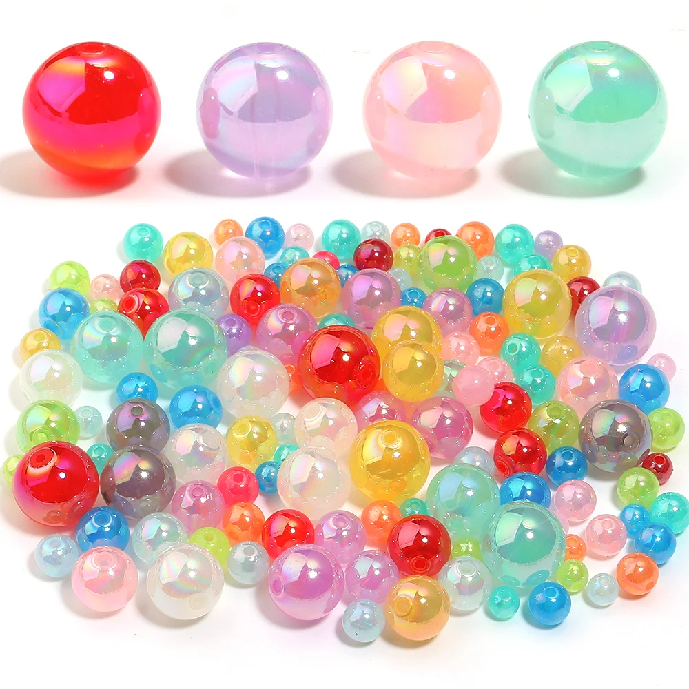 20-100 stücke Gelee Farbe Acryl Perlen Überzogene Farbe Runde Lose Spacer Perlen Für Schmuck Machen DIY Armband Halskette zubehör