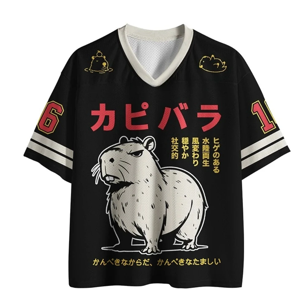 Capybara Japanese 3D Print Men's Women's Summer Y2K Fashion Casual Fun Streetwear Loose Short-sleeved T-shirt Breathable Version