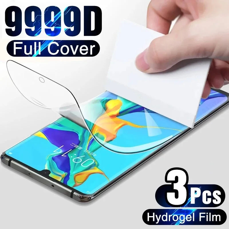 3PCS For Huawei P50 P30 P40 Lite E P50E Hydrogel Film Screen Protector For Nova 5 6 7 9 10 SE 5T 8i Y60 Y61 Y70 Y90 Y71 Y91 Film