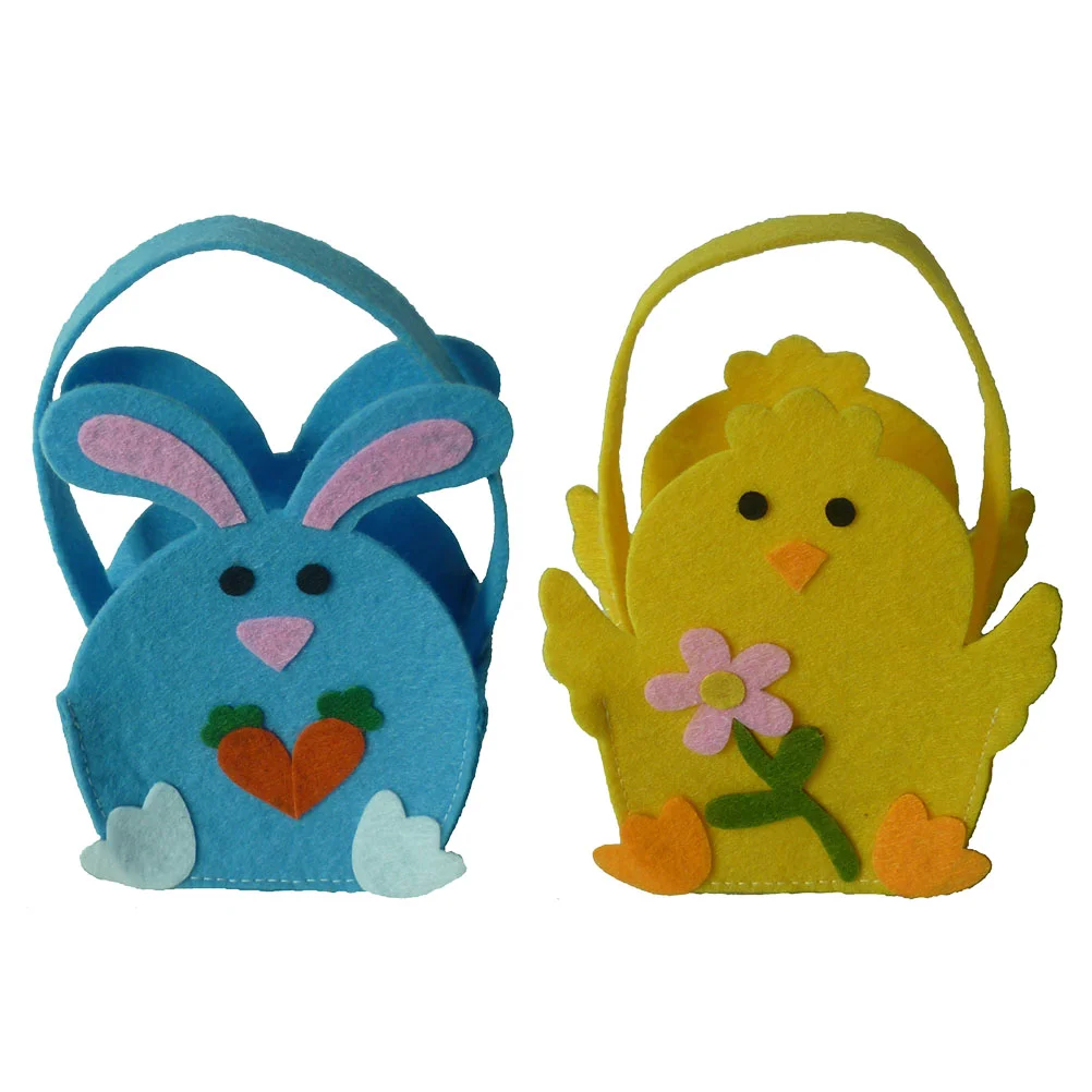 

2pcs Easter Candy Bag Bunny and Chick Design Gift Pouch Creative Sweet Storage Holder Portable Tote Bag Easter Supplies(1pc