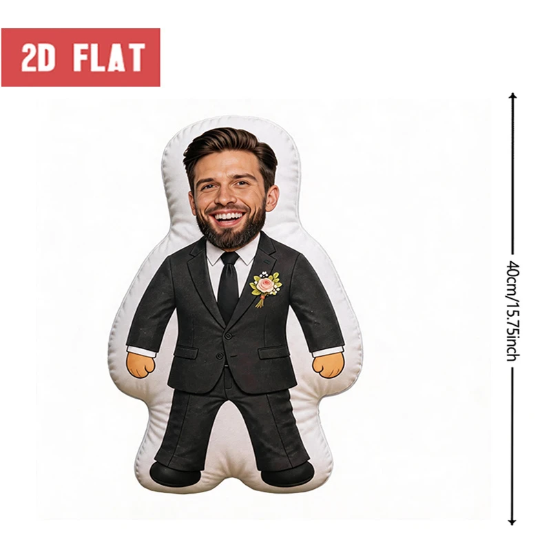 Custom Personalized Photo Groom Suit Shaped Pillow, Smiling Face Custom Picture Decorative Cushion, Unique Home Decor Accent for