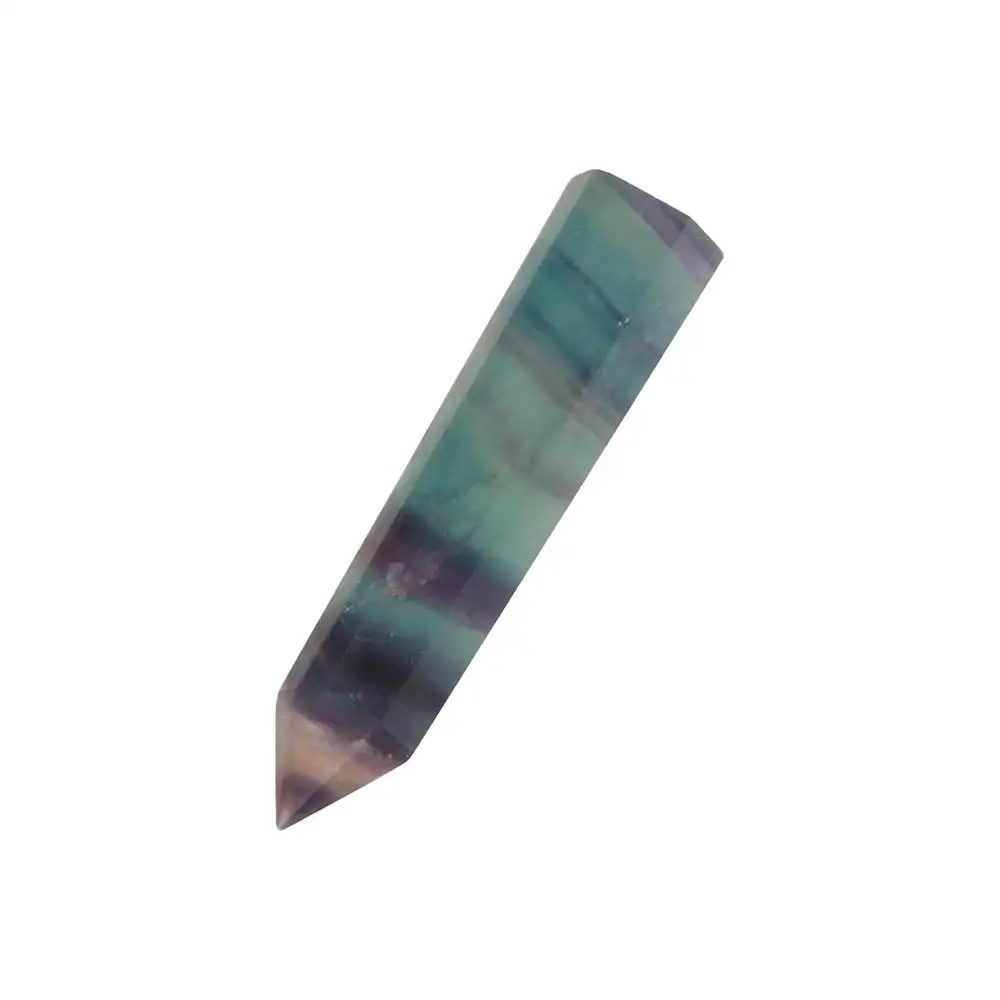 Energy Stone Natural Colorful Fluorite Hexagonal Column Geometry Shape Crystal Hexagonal Single Pointed Single-Pointed