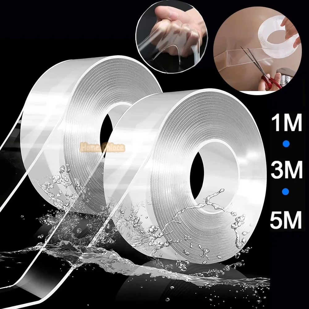 

1/3/5m Extra Strong Nano Double-Sided Powerful Adhesive Tape Traceless Waterproof Self-adhesive Sealing Scotch Heavy Duty Tape