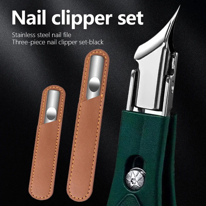 

3pcs Stainless Steel Nail Clippers Nail File Set Double-Sided Metal Nail File and Polisher Suitable for Fingernails&Toenails