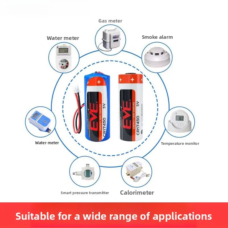 3V 2400mAh CR17450 Disposable Lithium Cell High Capacity Battery Fit Smart Water Meter GPS Tracker Smoke Alarm Sensor - view 6
