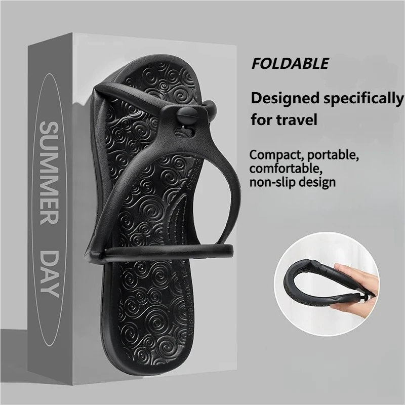 Upgraded Foldable Travel Slippers Unisex EVA Flip Flops Hotel Non Slip Bathroom Indoor Outdoor Portable Lightweight Comfortable