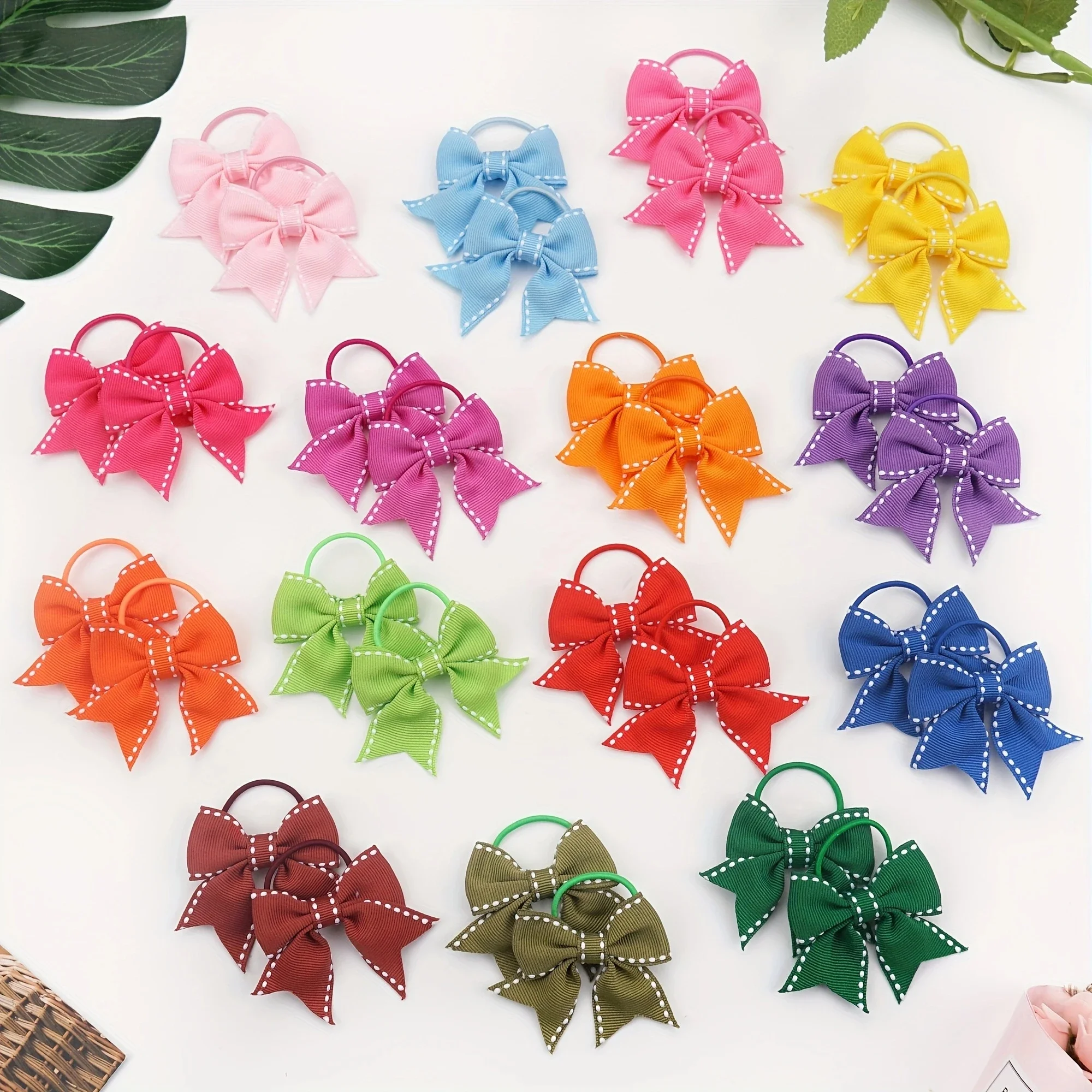 

20Pcs Toddler Hair Bows Baby Hair Ties Ponytail Holders Cute Pigtail Bows Small Hair Ties 2.5'' Grosgrain Ribbon Hair Bows