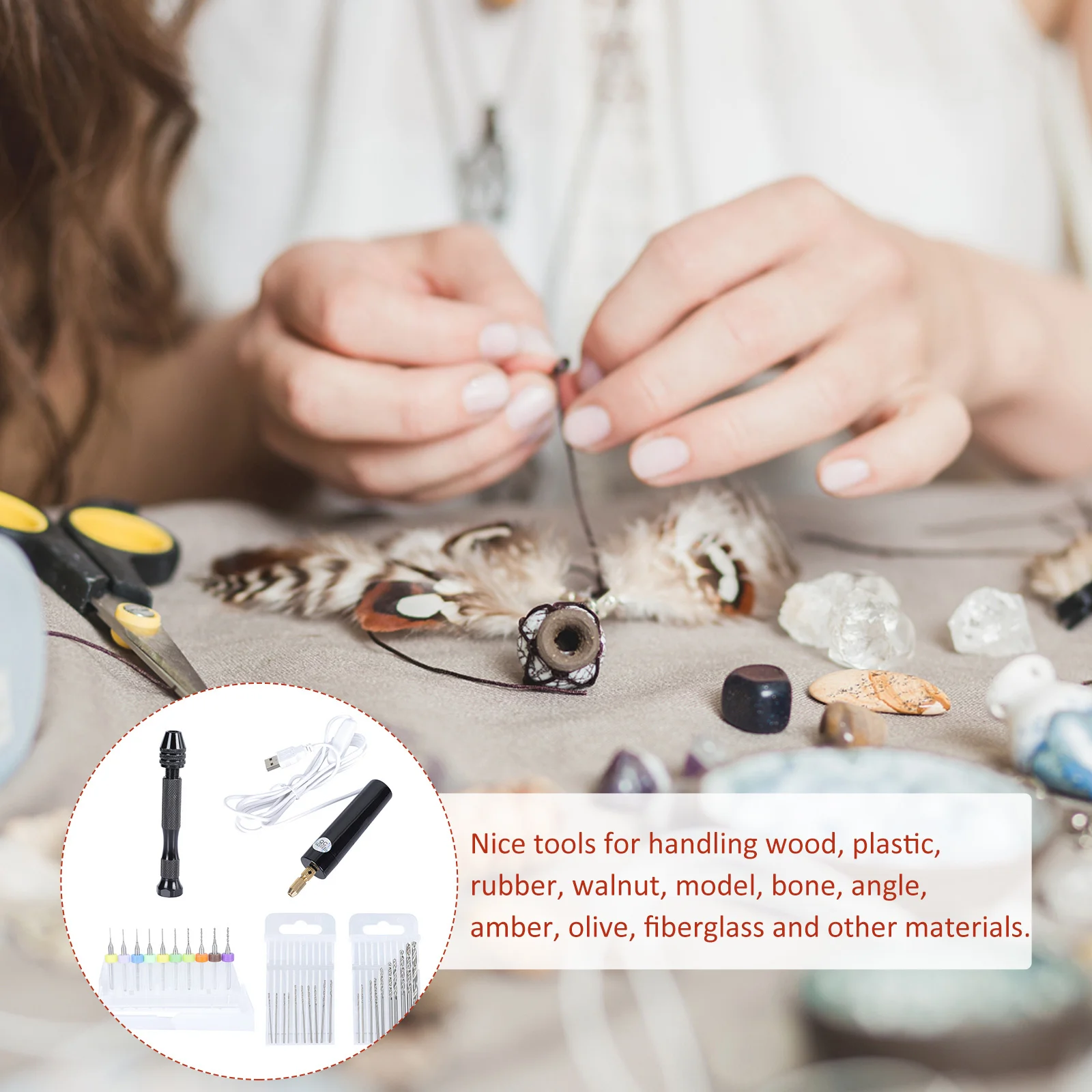 

1 Set Electric Woodworking Drilling Kit Lightweight Compact Rotary Tool For Wood Plastic Diy Hand Drill Set Twists Drill Bit