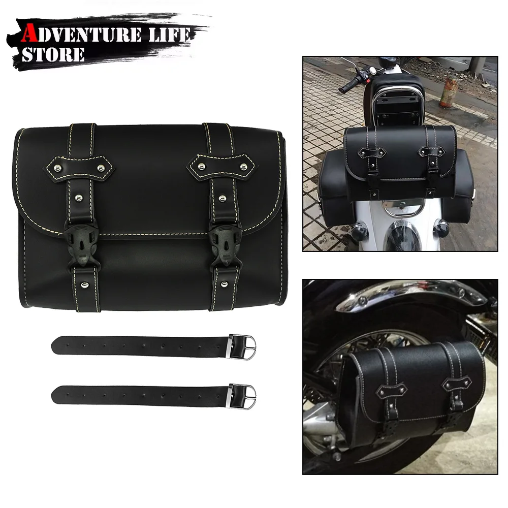 Front Fork Saddlebags Side Tool Bag PU Leather Rear Luggage Saddle Bag Pouch For Harley Sportster XL883 XL1200 XL 883 For Yamaha