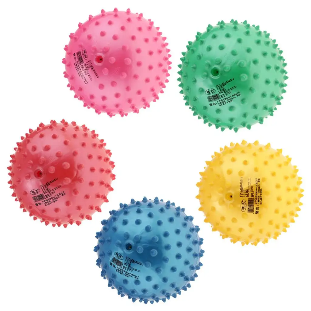 6 Multicolor PVC Knobby Bouncy Ball Massage Kids Babies Preschool Toys