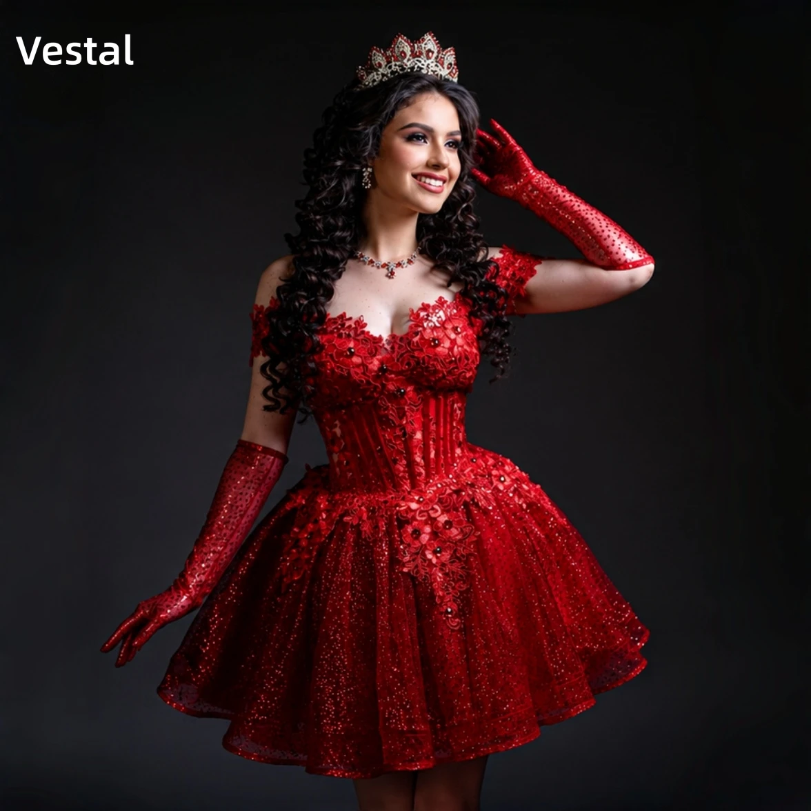 Vestido Rojo de Quinceañera Corto con Hombros Descubiertos, Vestido de Fiesta de 16 Años, Vestido de Quinceañera Personalizado