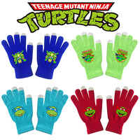 Teenage Mutant Ninja Turtles Kid Gloves Winter Warm Leo Raph Knit Mittens Touch Screen Cute Girl Boy Five-finger Glove Xmas Gift