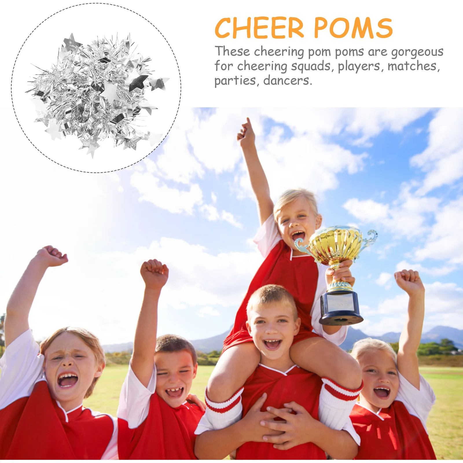 

10Pcs Cheerleading Pom Poms Bright Colorful Durable Plastic Pom Poms Performance Sports Cheering Props