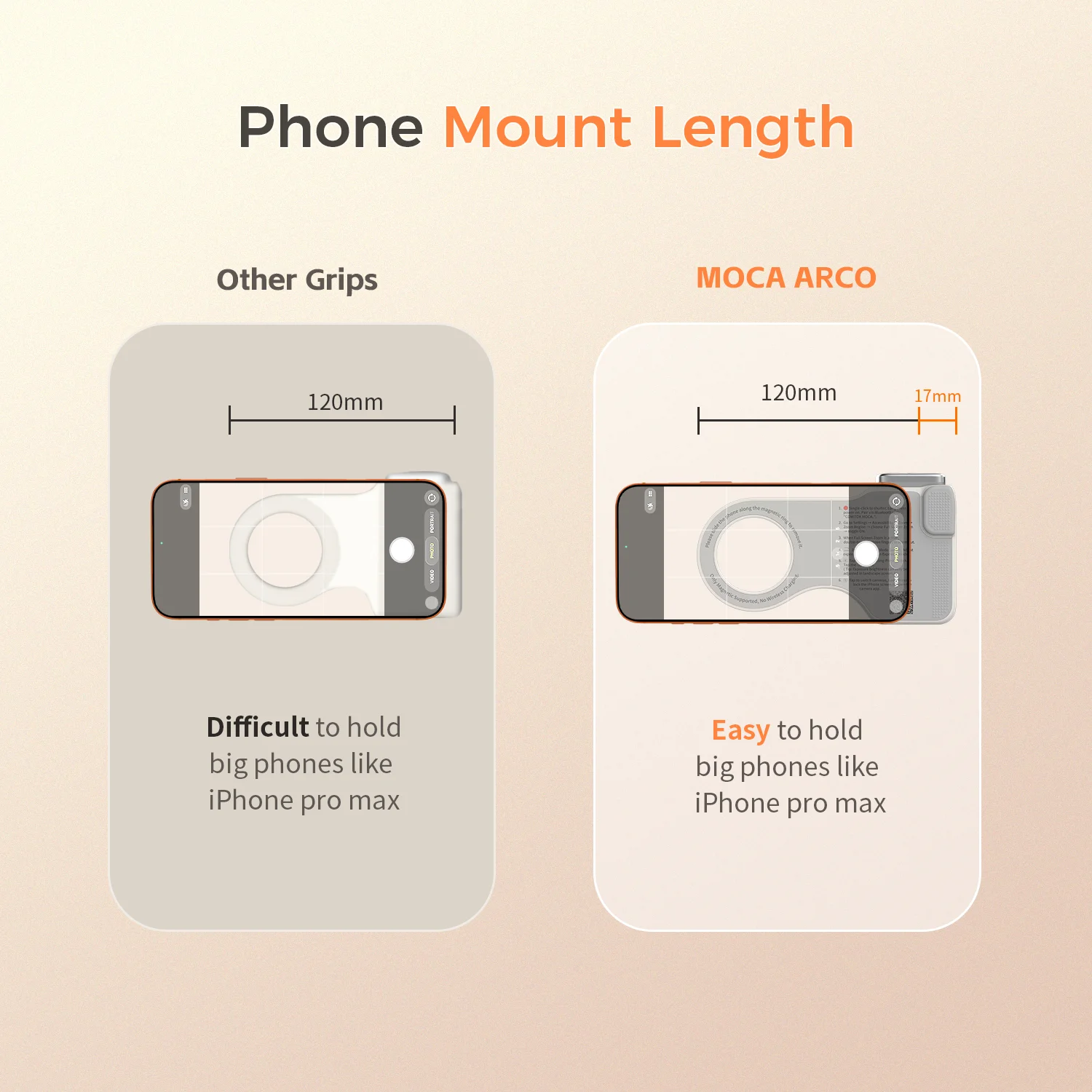 COMITOK MOCA ARCO iPhone Camera Grip with Mirror Series Removable Bluetooth Remote Control Ergonomic Thumb Rest Area Magsafe Compatible with IOS17/18/26 Fun Shot Magnetic Grip for Phone Compact for Travel Photography Vlogging view 4