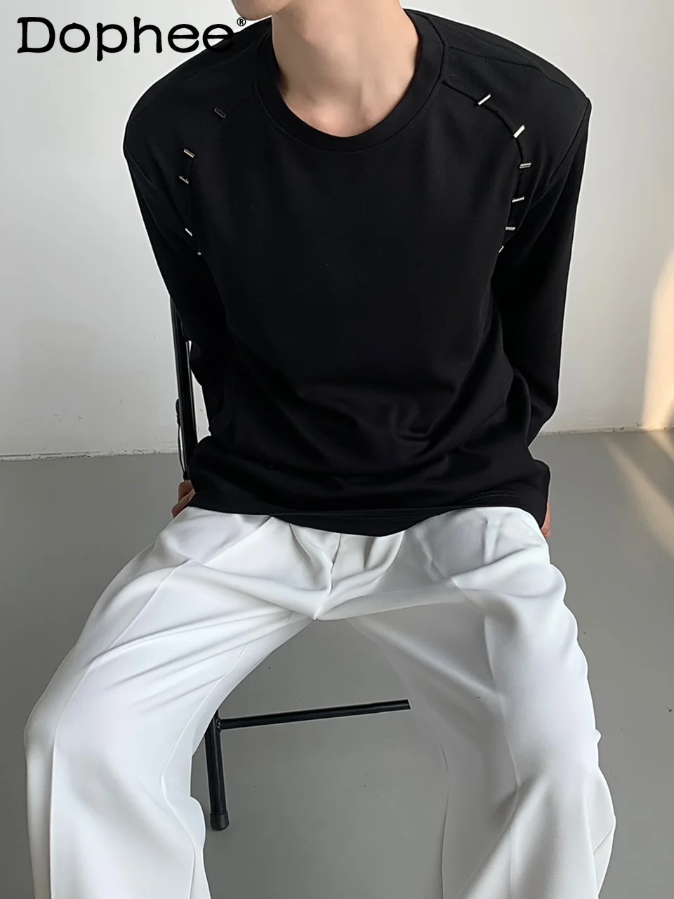 

Korean Version Simple Japanese Style Ins Long Sleeve Round Neck T-Shirt Fashion Trendy Design Sweatshirt Casual Loose Base Shirt