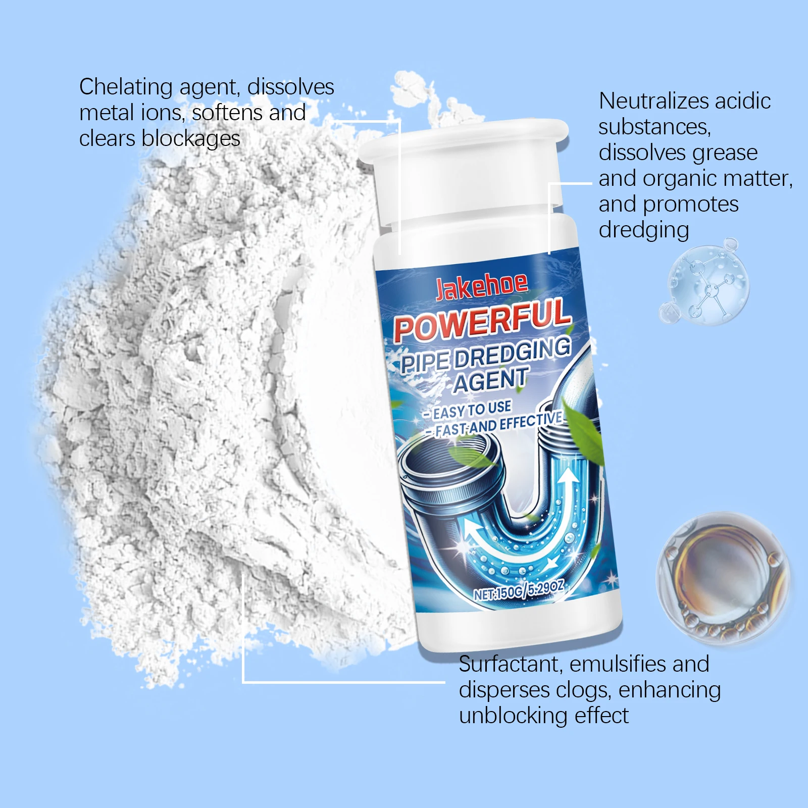 100g Powerful Sink Drain Cleaner High Efficiency Clog Remover Kitchen Sewer Power Pipe Channel Powder Cleaning Tools