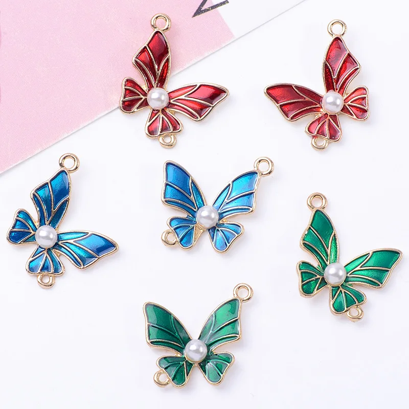 

100Pcs sets hair fringed accessories left right symmetrical oil dripping butterfly double hanging pendant DIY handmade materials