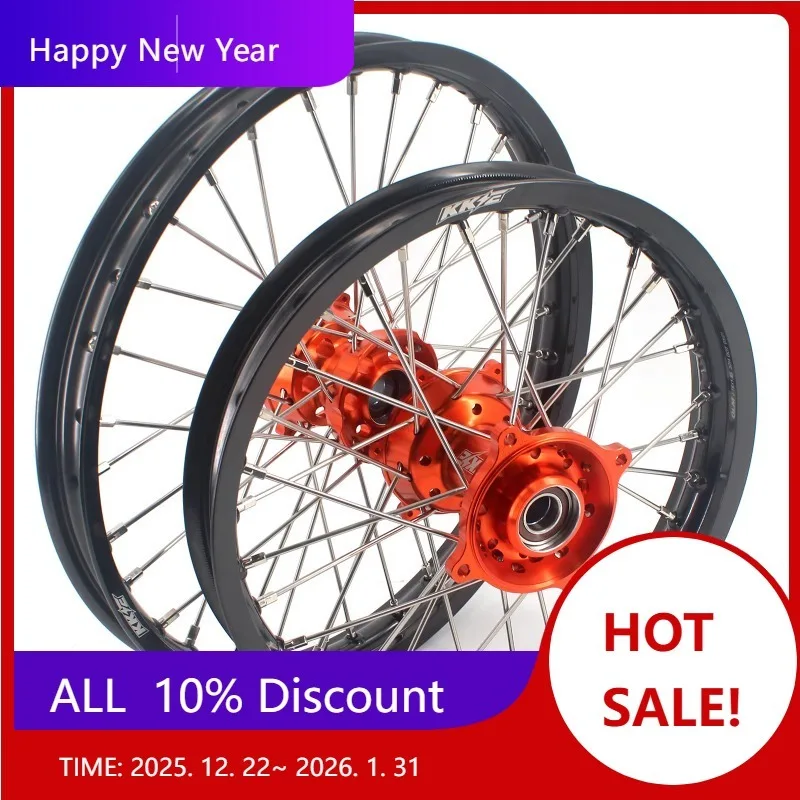 

【2025】 Детский комплект дисков с большими маленькими колесами, подходит для KTM85 SX 2003-2025, оранжевый ступичный черный обод с ЧПУ для мотокросса