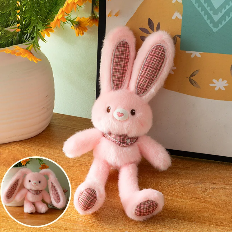 1Pc 30CM Kawaii Colorful Rabbit Plush Toys Retractable Rabbit Dolls Stuffed Soft Animal Lovely Bunny Toy Birthday Easter Gift