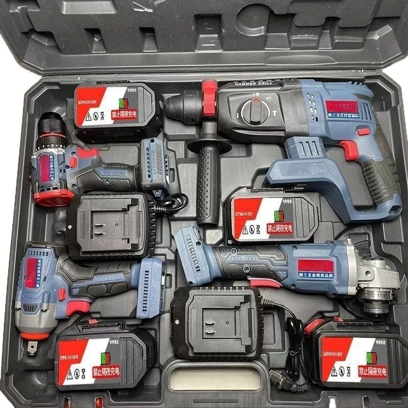 Palu listrik bor tumbukan palu listrik penggiling sudut kunci pas listrik set alat empat bagian