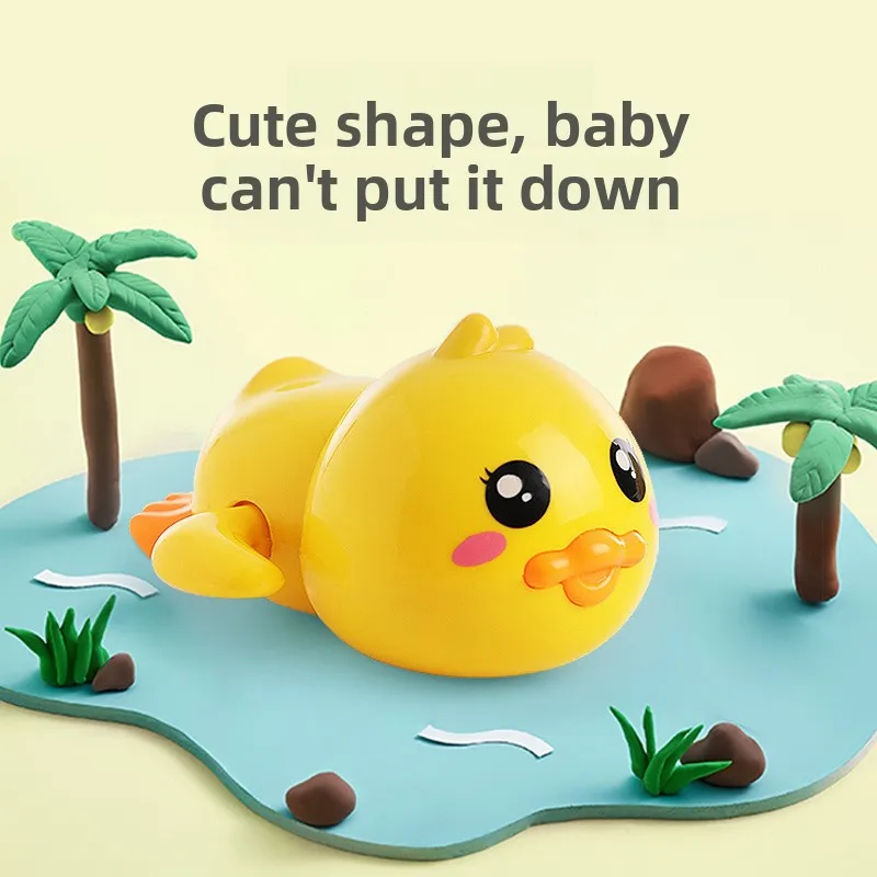 Juguetes de baño para niños jugando en el agua, pequeños patos amarillos, nadando, bebés, niños jugando en el agua, patos pequeños lindos