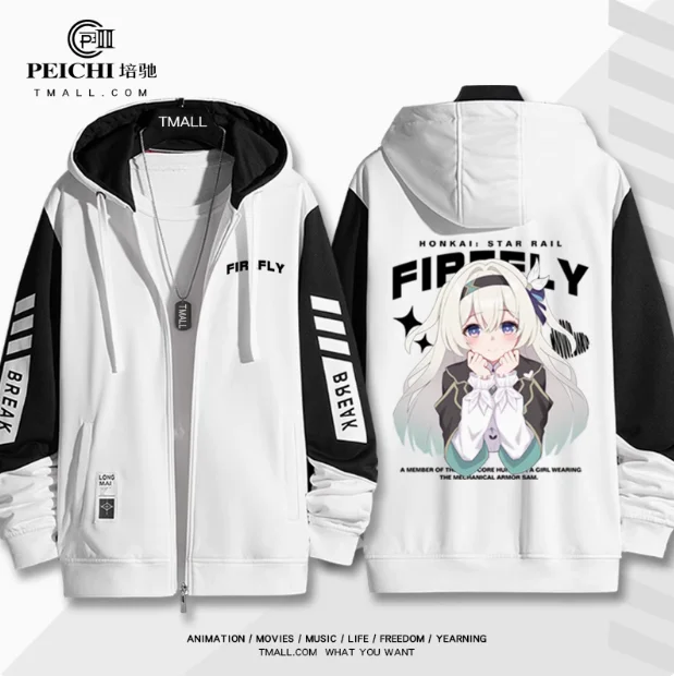 Anime Honkai: Star Rail Firefly Hooded Hoodie Cosplay Autumn Winter Men Women Coat Loose Jacket Tops