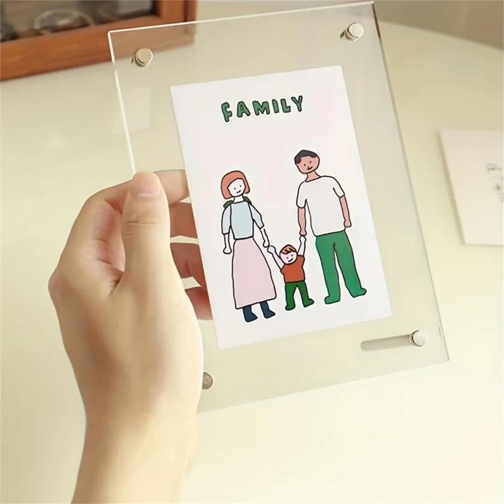 New Transparent Acrylic Photo Frame Tilted Design Clear Photocard Display Stand Modern Poster Display Stand Desktop view 3